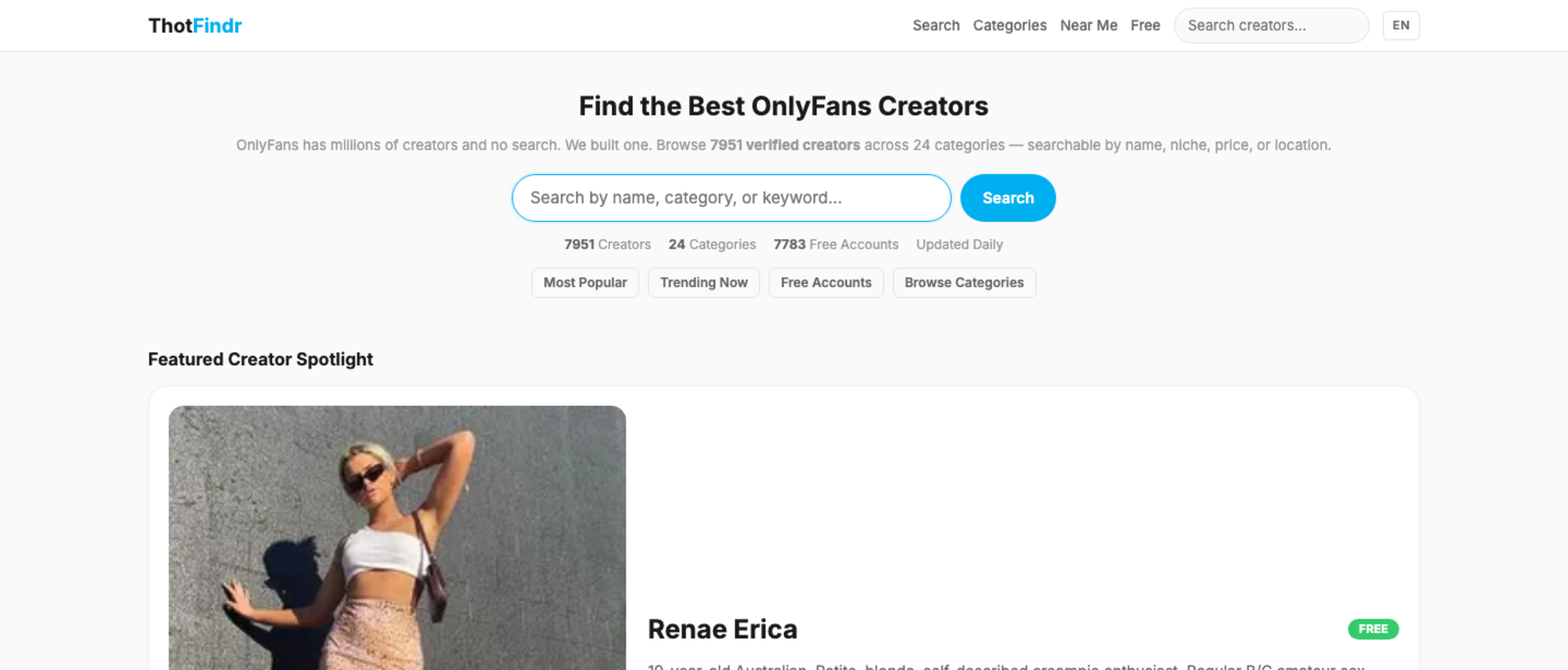 Homepage of thotfindr.com